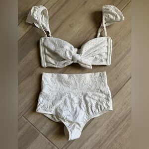 Montce Size Small White Eyelet 2pc Bikini